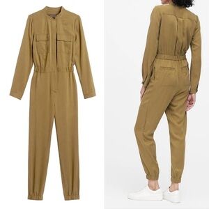 Banana Republic Tencel Flight Jumpsuit Size 10 Cindered Olive Green Utility